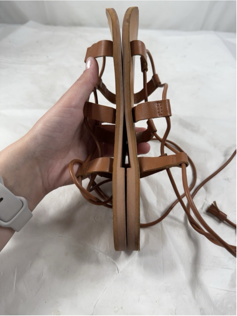 Abercrombie & Fitch Lace Up Gladiator Sandals size 6.5 Brown Strappy Cottagecore - Picture 7 of 15